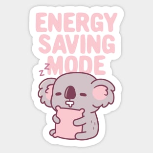Funny Napping Koala Bear Energy Saving Mode Sticker